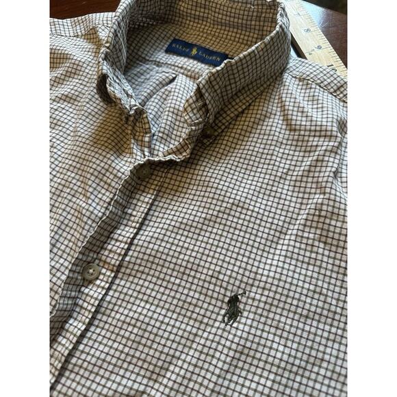 Ralph Lauren Shirt Men's Cream Beige Check Long Sleeve Button Down XL - Picture 1 of 7